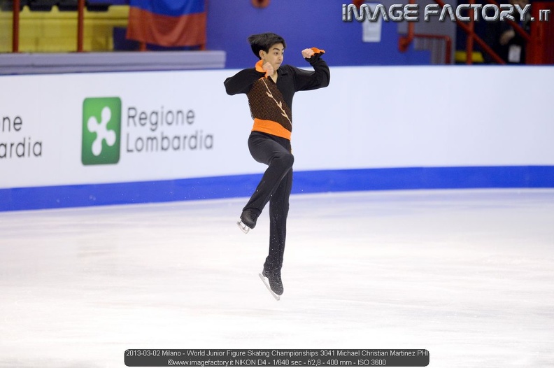 2013-03-02 Milano - World Junior Figure Skating Championships 3041 Michael Christian Martinez PHI.jpg